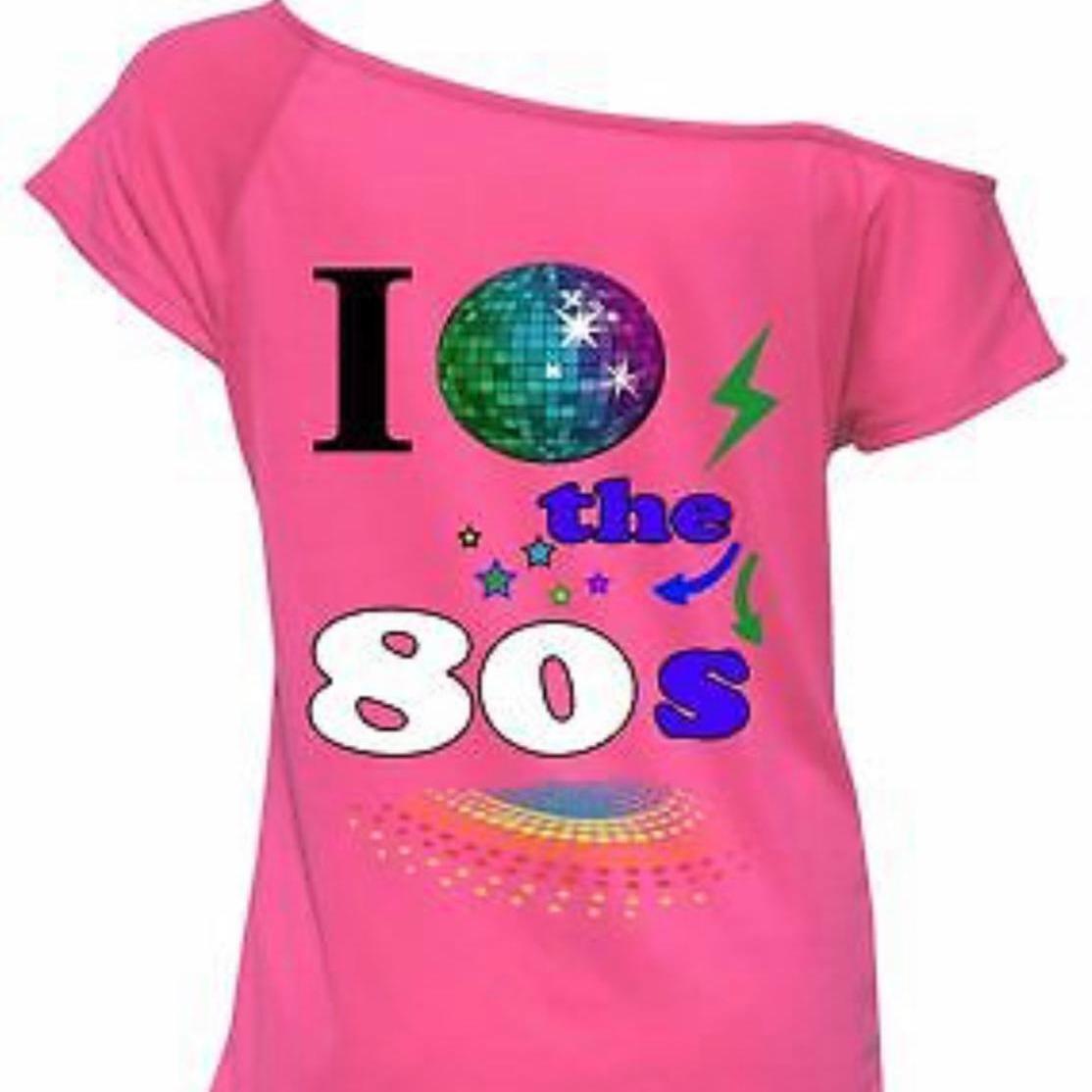 Women's Ladies I Love the 80s Stars Globe Hen Party Top Retro Fancy T-shirt Top Comfortable Crewneck Womenswear Casual Chic Clothing Day Elegant Fitted High Waisted Matching Style