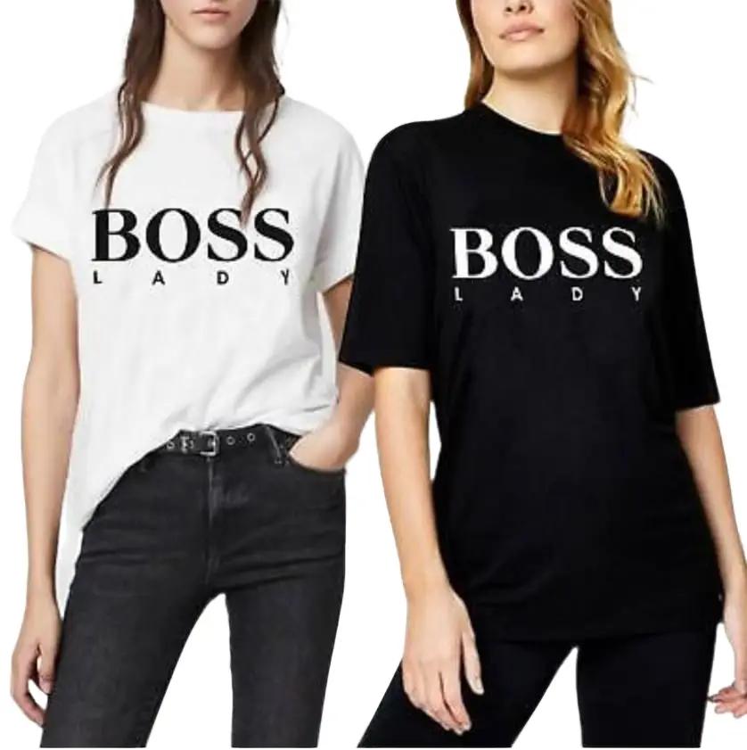 Ladies short sleeve Boss NY London Milan Paris Jadore Lady Oversized T Tee shirt top Cotton Crewneck Womenswear Comfortable
