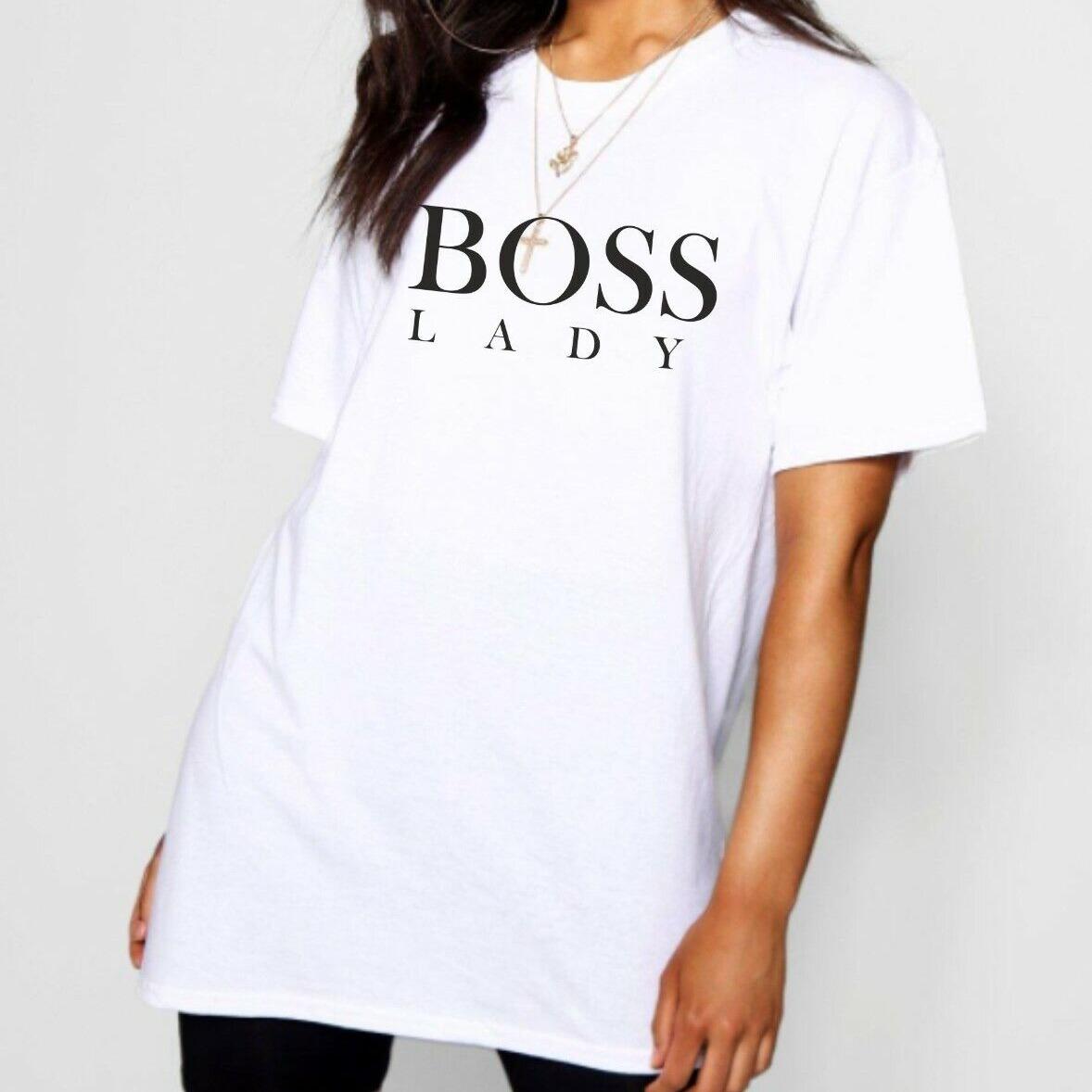 Ladies short sleeve Boss NY London Milan Paris Jadore Lady Oversized T Tee shirt top Cotton Crewneck Womenswear Comfortable