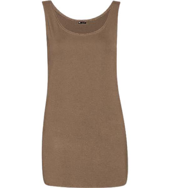Ladies Round Scoop Neck Sleeveless Long Stretch Plain Vest Sports Top Yoga Gym