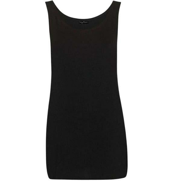 Ladies Round Scoop Neck Sleeveless Long Stretch Plain Vest Sports Top Yoga Gym