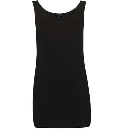 Ladies Round Scoop Neck Sleeveless Long Stretch Plain Vest Sports Top Yoga Gym