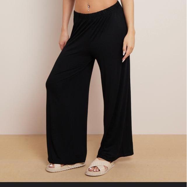 Ladies Women Plain Crop Top Flared Trouser Holidays Summer Loungewear Suit 2PCS Co-ord Tracksuit Set Fit Womenswear Casual Comfortable