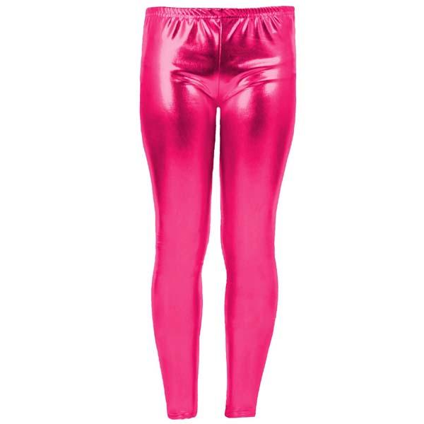 Girls Kids Plain Metallic Shiny Leggings Skinny Wet Look Dance Party Disco Pants