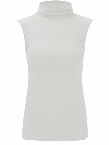 LADIES SLEEVELESS TURTLE POLO NECK TOP WOMANS PLAIN ROLL NECK TOP JUMPER 8-22 Casual Clothing Womenswear