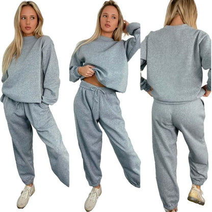 Ladies women’s Fleece Long Sleeve oversized 2pieces Top Bottom loungewear casual Girls baggy tracksuit Womenswear Overalls Comfort Basic