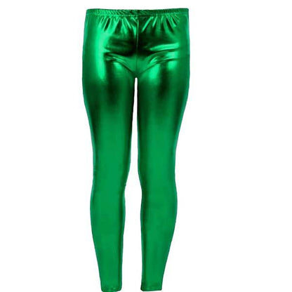 Girls Kids Plain Metallic Shiny Leggings Skinny Wet Look Dance Party Disco Pants