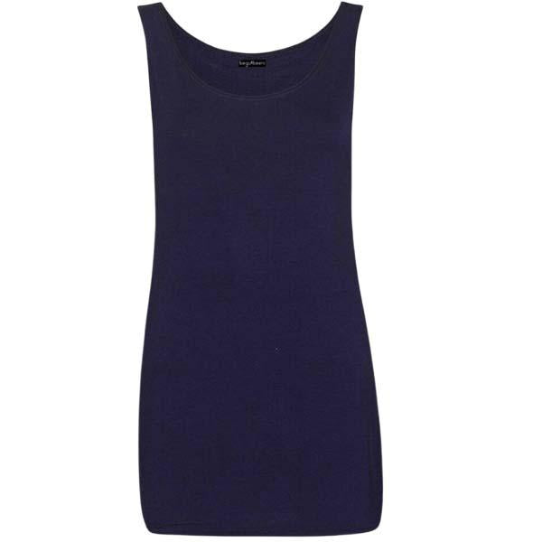 Ladies Round Scoop Neck Sleeveless Long Stretch Plain Vest Sports Top Yoga Gym