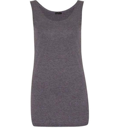 Ladies Round Scoop Neck Sleeveless Long Stretch Plain Vest Sports Top Yoga Gym