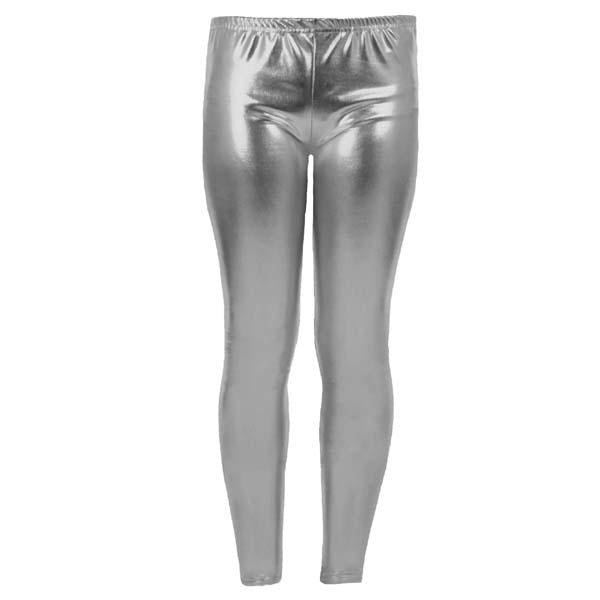 Girls Kids Plain Metallic Shiny Leggings Skinny Wet Look Dance Party Disco Pants