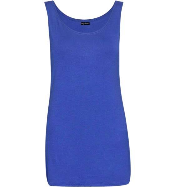 Ladies Round Scoop Neck Sleeveless Long Stretch Plain Vest Sports Top Yoga Gym