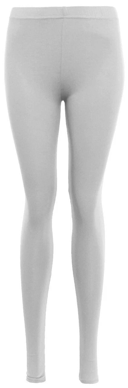 Womens Plain Leggings Ladies Stretchy Soft Elasticated Waist Viscose Basic 8-26