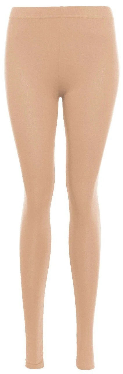 Womens Plain Leggings Ladies Stretchy Soft Elasticated Waist Viscose Basic 8-26