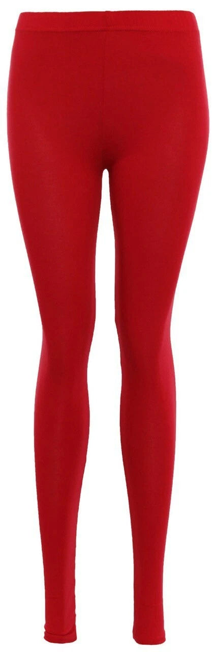 Womens Plain Leggings Ladies Stretchy Soft Elasticated Waist Viscose Basic 8-26