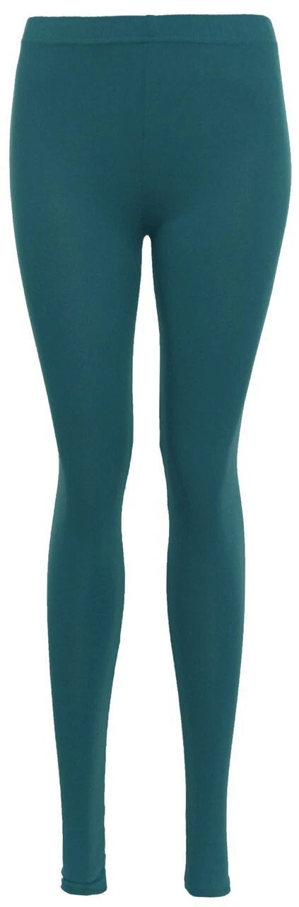 Womens Plain Leggings Ladies Stretchy Soft Elasticated Waist Viscose Basic 8-26