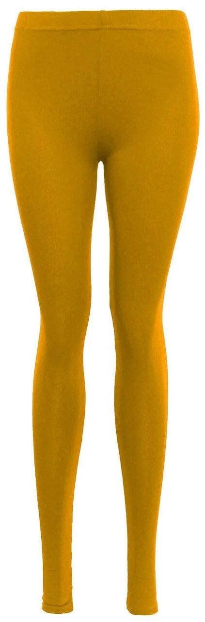 Womens Plain Leggings Ladies Stretchy Soft Elasticated Waist Viscose Basic 8-26