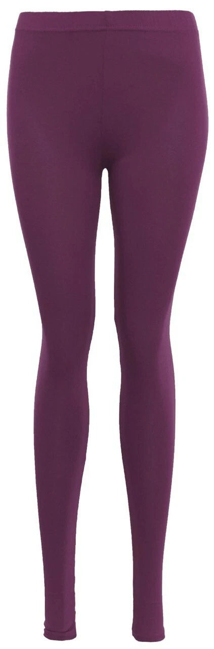 Womens Plain Leggings Ladies Stretchy Soft Elasticated Waist Viscose Basic 8-26