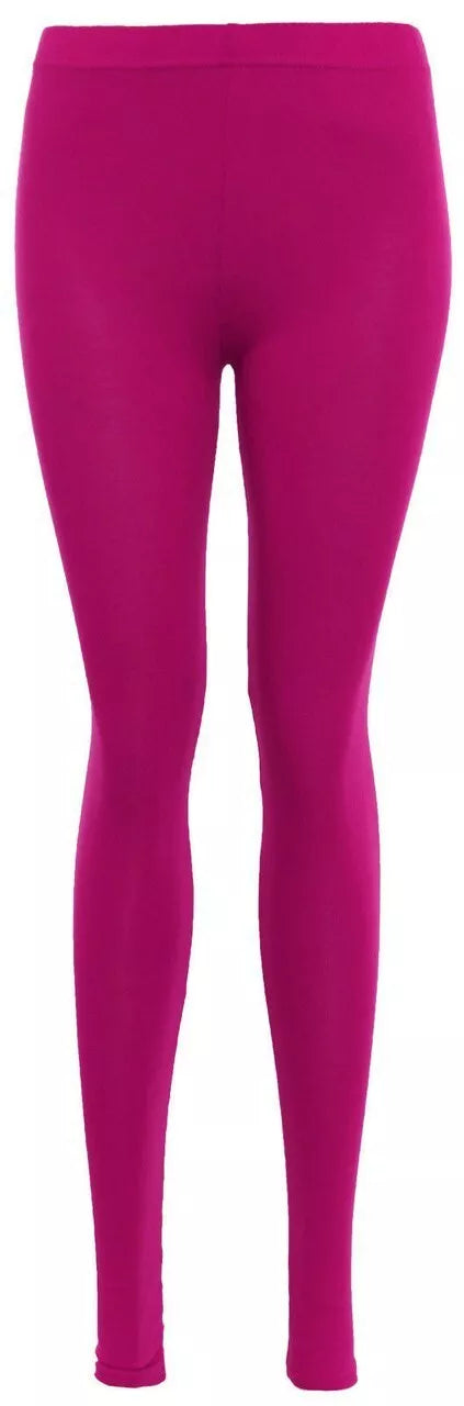 Womens Plain Leggings Ladies Stretchy Soft Elasticated Waist Viscose Basic 8-26