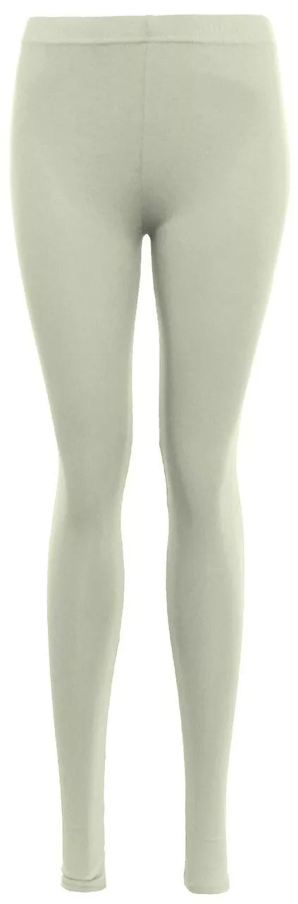 Womens Plain Leggings Ladies Stretchy Soft Elasticated Waist Viscose Basic 8-26